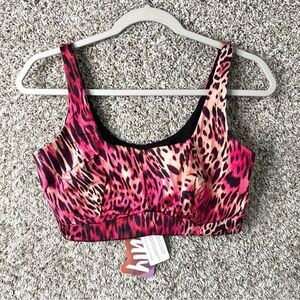 Yitty Bralette Women’s Large Headliner Shaping Pink/Black Leopard Print Midi NWT